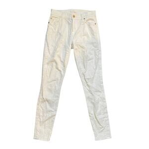 7 For All Mankind White Jacquard Skinny Ankle Denim Jeans